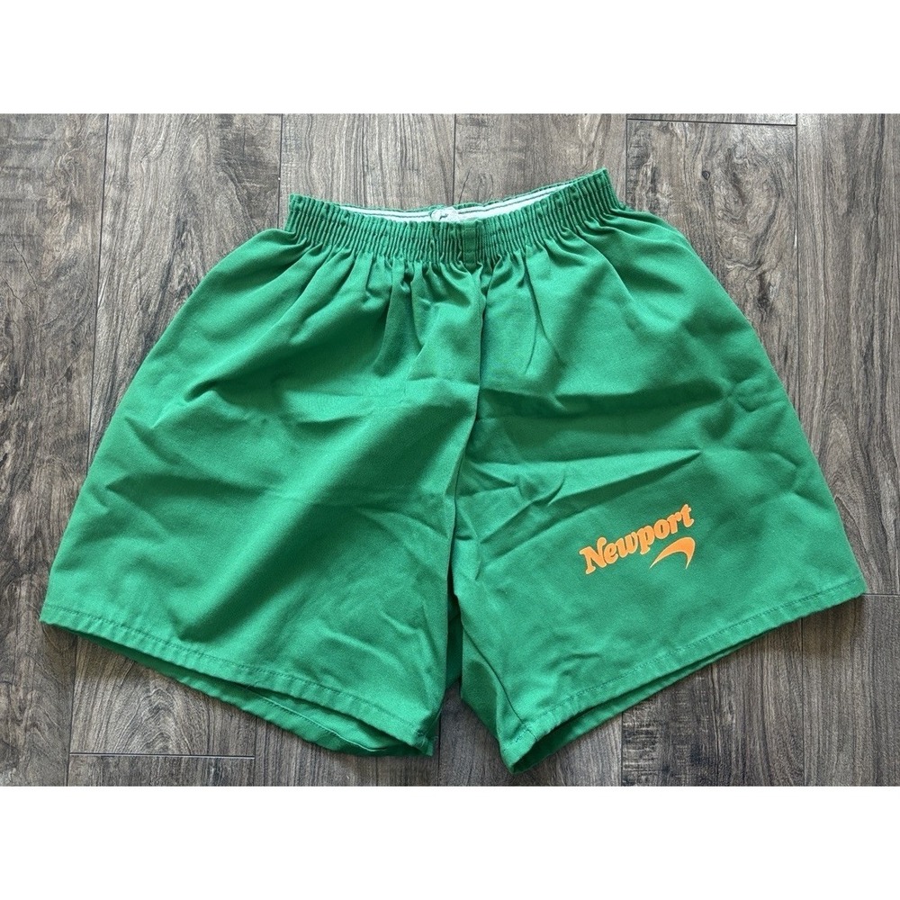 Vintage 1980s Newport Cigarettes Men's Shorts MED Green PROMO Retro Orange Logo